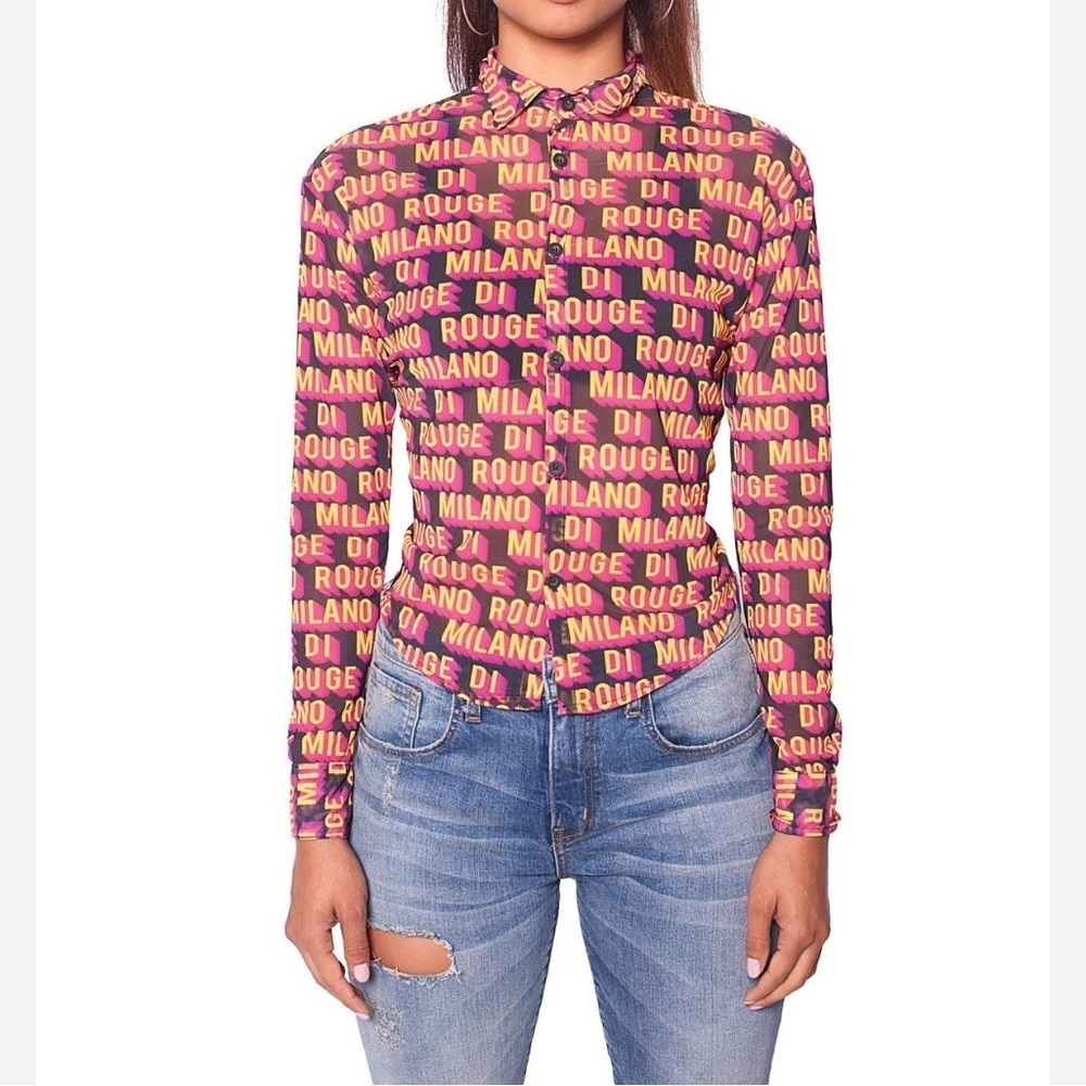 Milano Di Rouge sheer button down blouse size XS